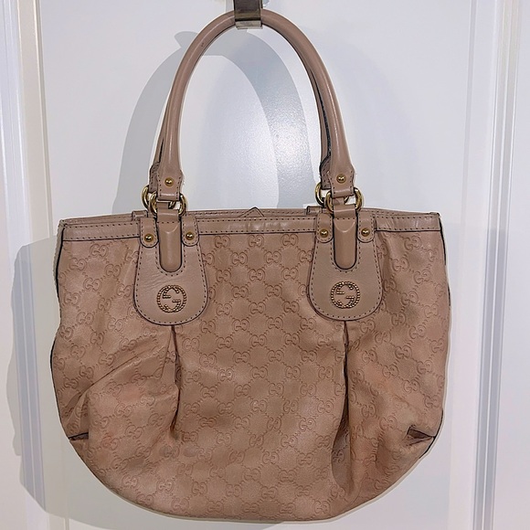 Gucci Guccissima Scarlett Bag GG Monogram Leather Neutral Blush Nude Pink Purse - Picture 3 of 17